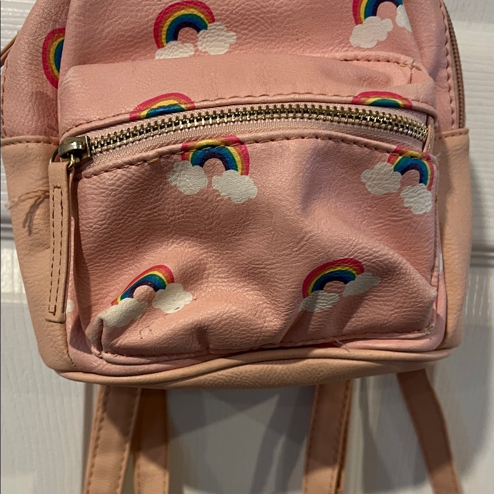 Pink Mini Backpack with Rainbow Design - Picture 7 of 10